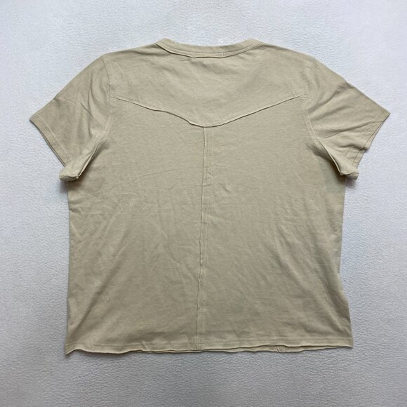 Rae Mode Shirt Womens L Tan Short Sleeve Destroyed Top - Picture 8 of 11